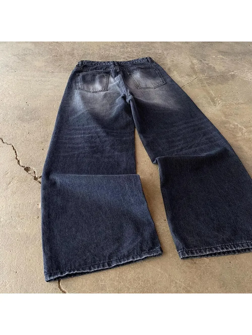 Vintage y2k super baggy wide leg y2k urban wide leg faded black denim skater